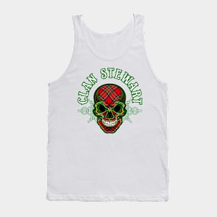 Scottish Clan Stewart Tartan Celtic Skull Tank Top